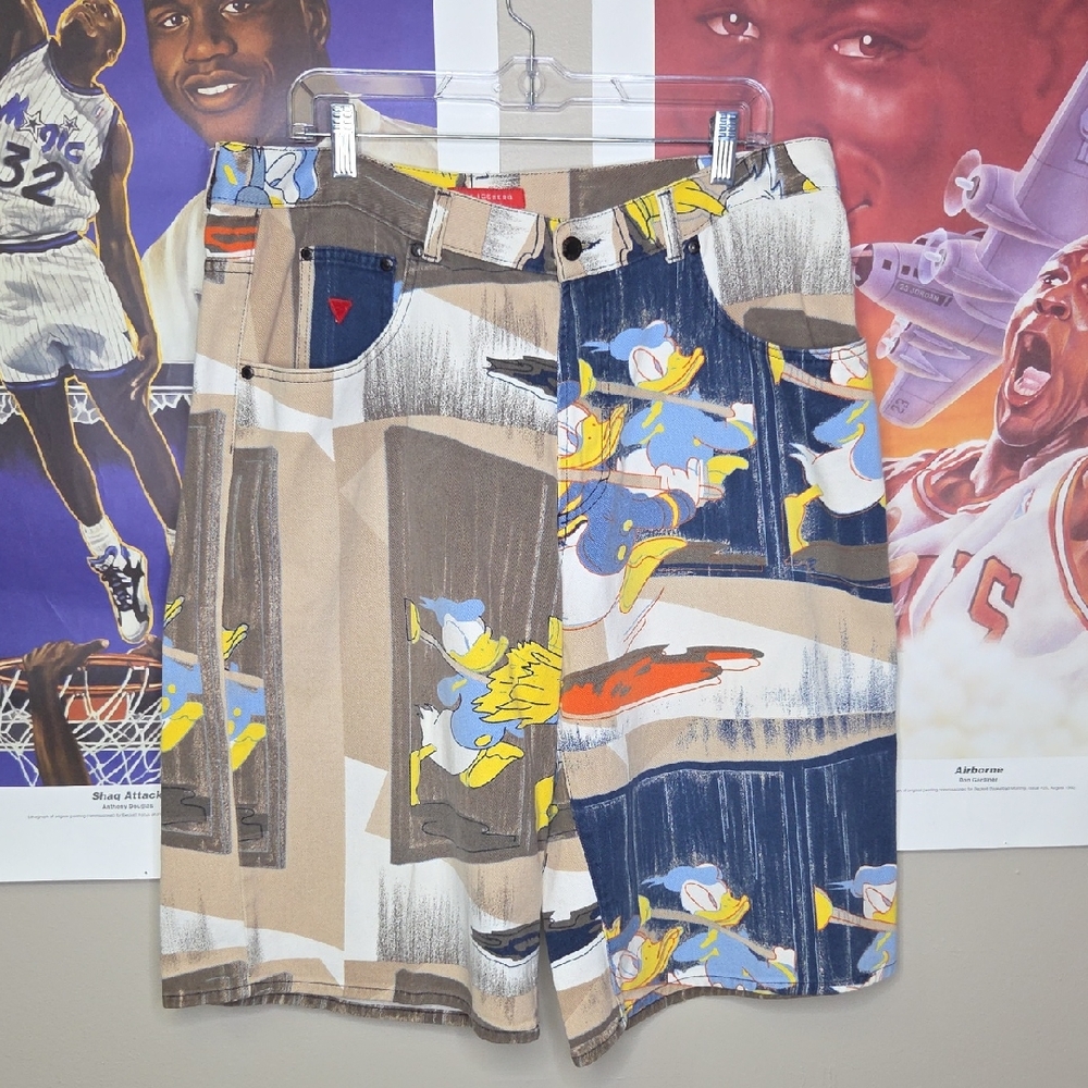 Vintage Iceberg Men's Graphic Jean Shorts - Multicolor